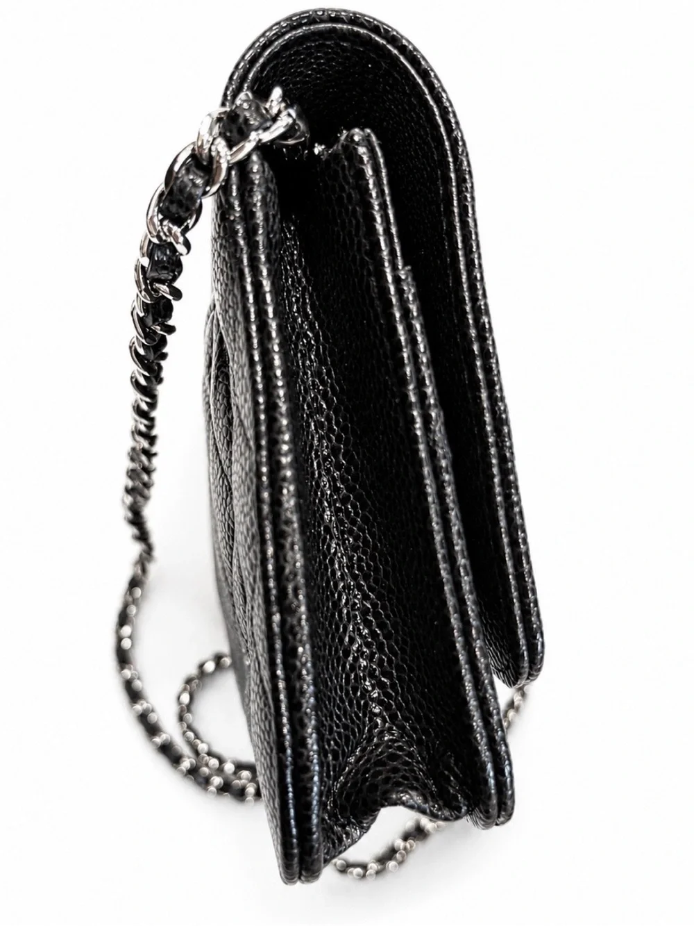 Chanel Classic WOC Black Quilted Caviar Leather Silver Hardware ( LIKE NEW )